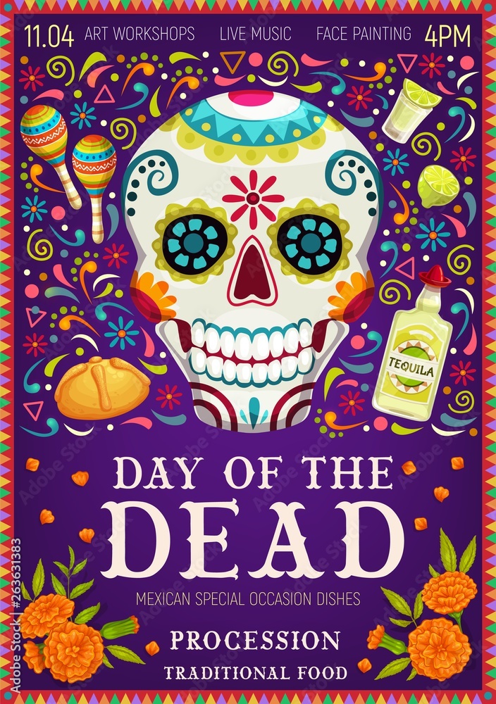 Mexican holiday Dia de los Muertos calavera skull Mexican holiday Dia de los Muertos calavera skull