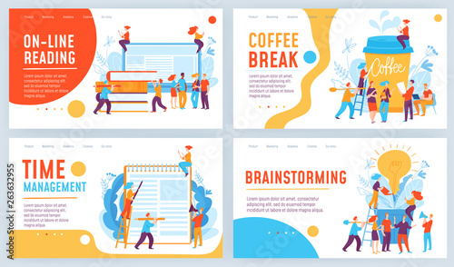Set of four different vector business concept slide designs