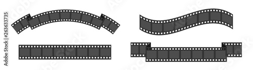 Film strip frame set line. Different shape ribbon. Movie cinema icon. Design element. White background. Isolated. Flat design.