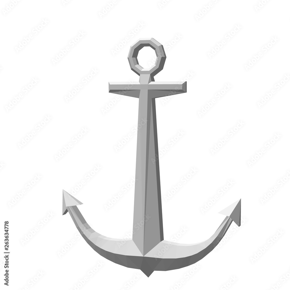 Nautical anchor. Isolated on white. 3D vector illustration. Nautical anchor. Isolated on white. 3D vector illustration.