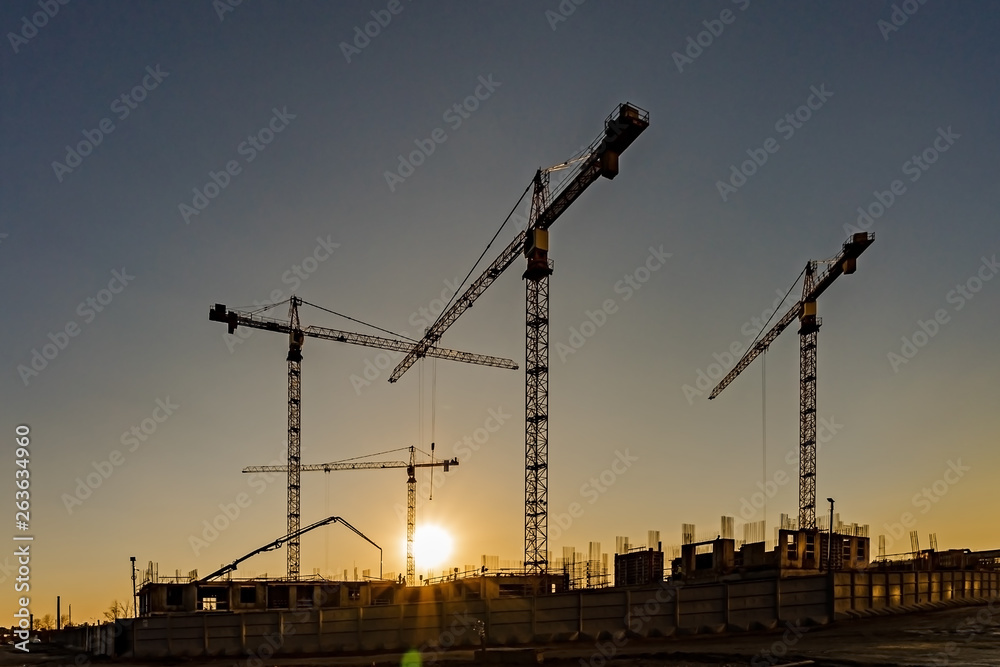 New multi-storey buildings. Construction of new multi-storey buildings. Construction.