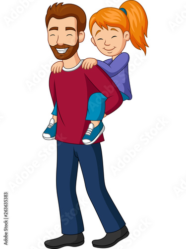 Father giving his little girl piggyback ride