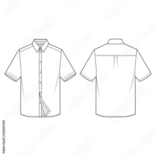 SHORT SLEEVE SHIRTS fashion flat sketch template