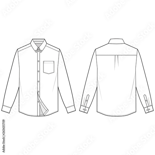 LONG SLEEVE SHIRTS fashion flat sketch template