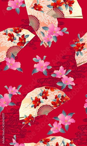 Japanese style Folding fan pattern,