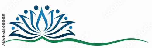 A blue lotus symbol.