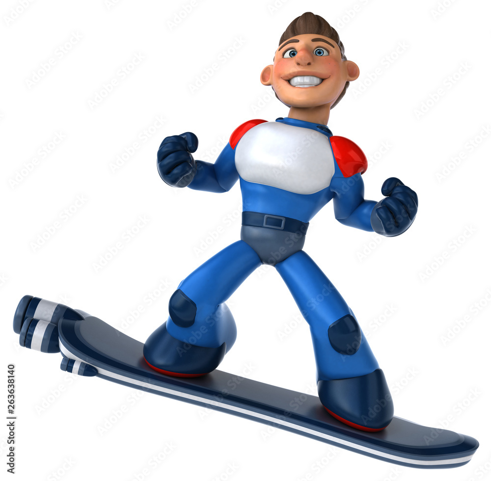 Fun modern superhero flying - 3D Illustration Fun modern superhero flying - 3D Illustration