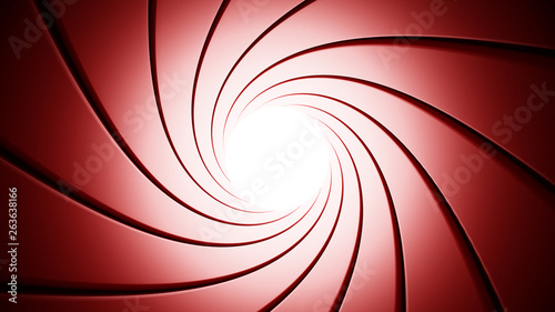 Swirling gun barrel background. Red color tones. 3D illustration