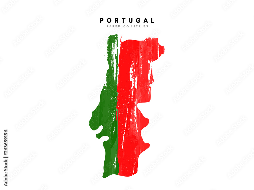 Tapet Portugal detailed map with flag of country
