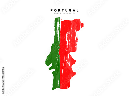 Photo Portugal detailed map with flag of country