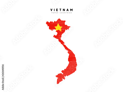 Vietnam detailed map with flag of country