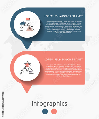 Vector infographic flat template circles for two label, diagram, graph, presentation. Business concept with 2 options and arrows. For content, flowchart, steps, timeline, workflow, marketing. EPS10