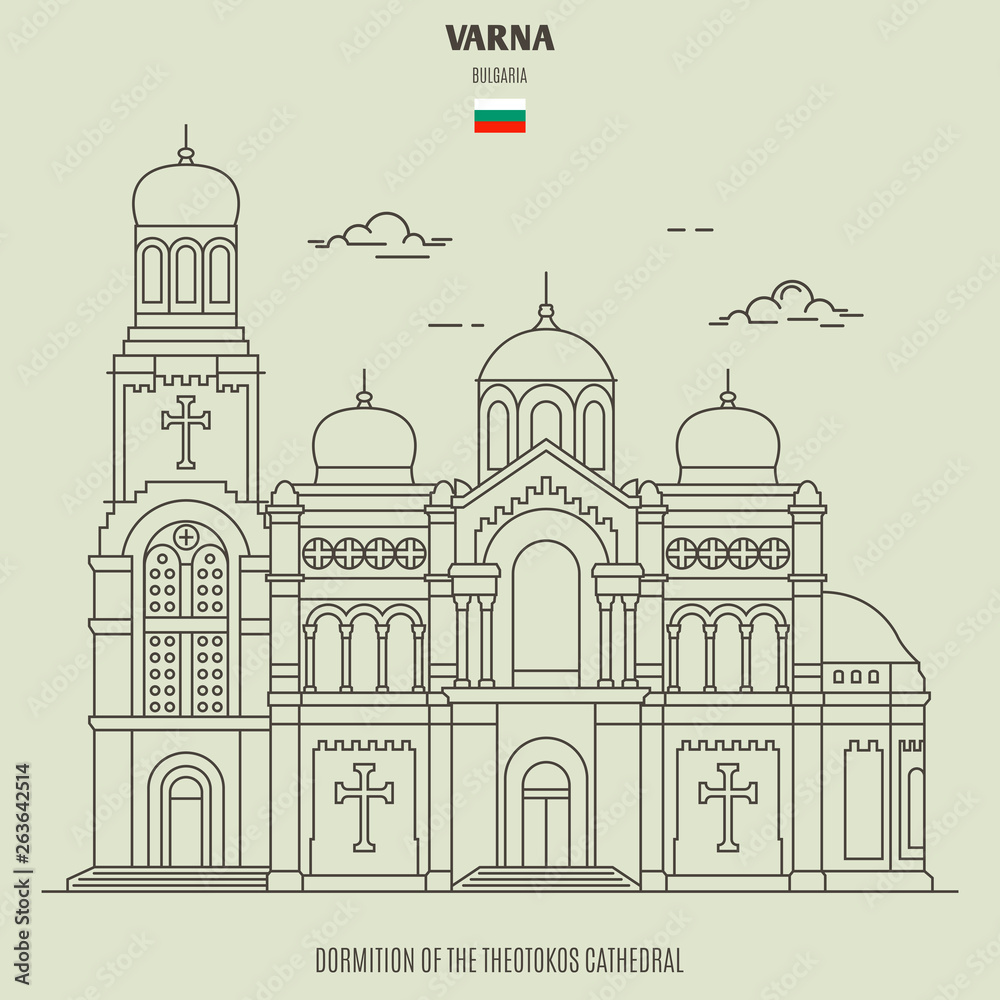 Dormition of the Theotokos Cathedral in Varna, Bulgaria. Landmark icon