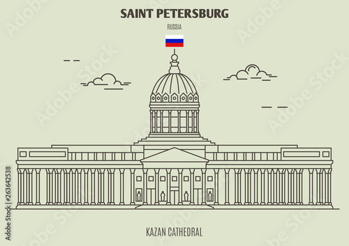 Wallpaper Mural Kazan Cathedral in Saint Petersburg, Russia. Landmark icon Torontodigital.ca