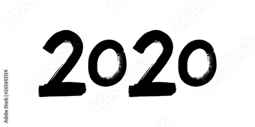 New year 2020 hand lettering illustration on white.
