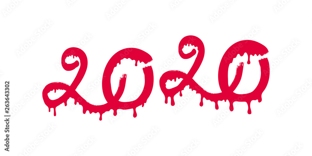 New year 2020 hand lettering illustration on white. New year 2020 hand lettering illustration on white.