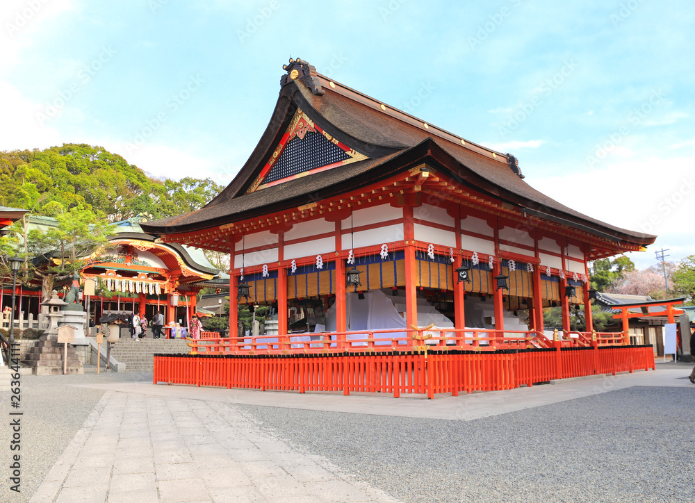 Pavilion and haiden in Fushimi Inari shrine, Kyoto, Japan Pavilion and haiden in Fushimi Inari shrine, Kyoto, Japan