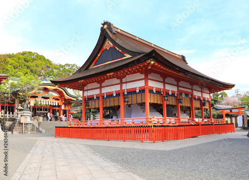 Pavilion and haiden in Fushimi Inari shrine, Kyoto, Japan