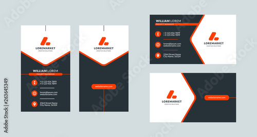 Business card template. Portrait and landscape layout. Front and back side. Vector illustration