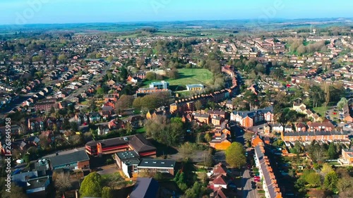 Drone footage of the city of Banbury, England in the springtime. photo