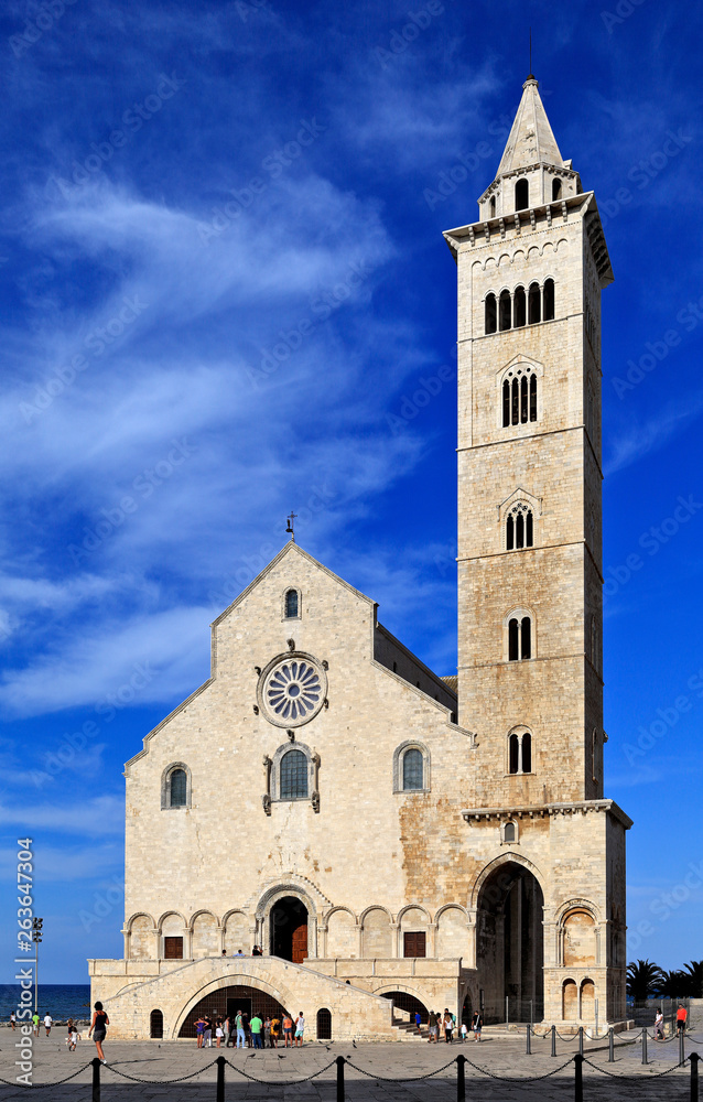 Trani, Italy - Cathedral of St. Nicholas The Pilgrim - Cattedrale di San Nicola Pellegrino - at the Piazza Duomo square in Trani old town historic city center.
