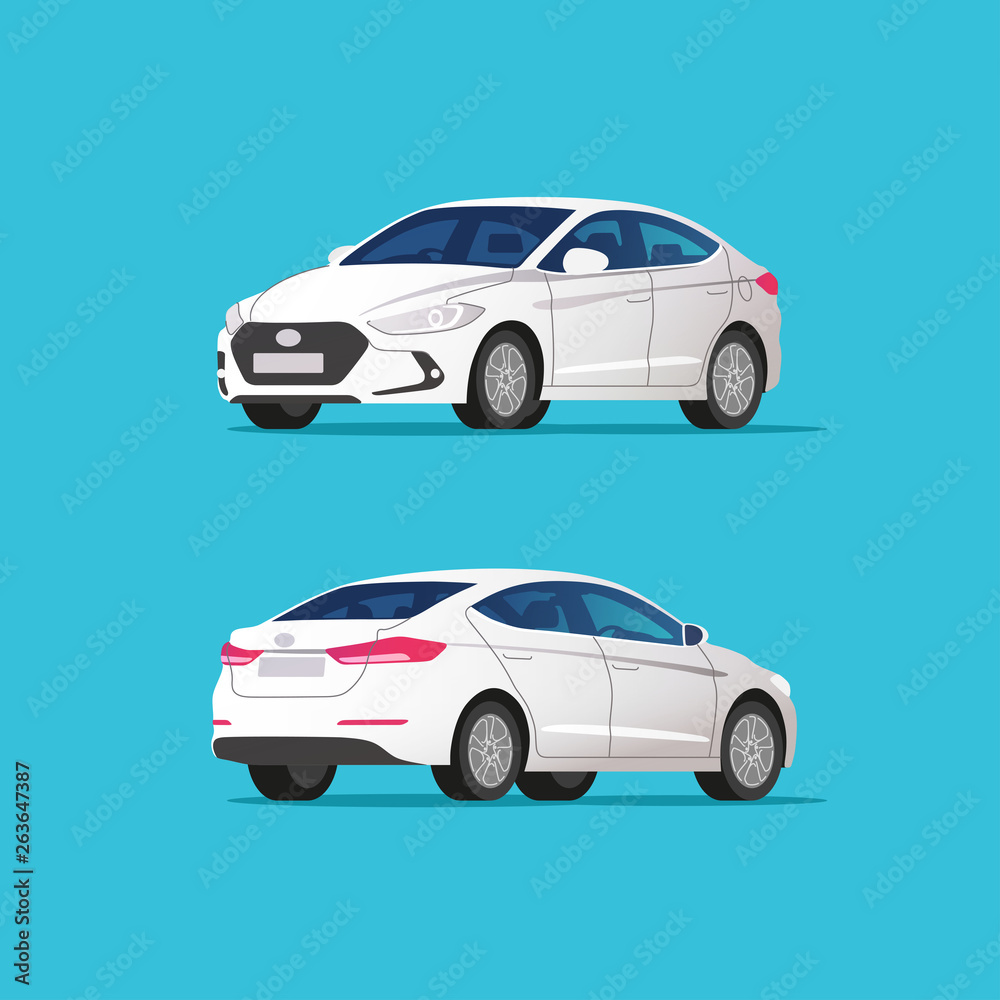 Sedan car, rear and side view. Vector illustration. Sedan car, rear and side view. Vector illustration.