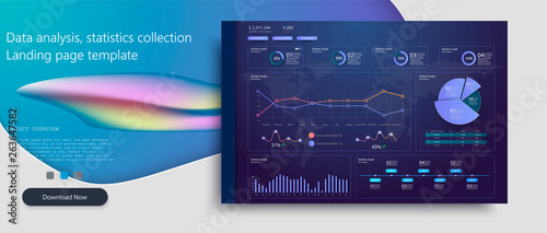 Infographic dashboard template with flat design graphs and charts.Processing and analysis of data.Modern modern infographic vector template with Online statistics and data analytics graphs and finance
