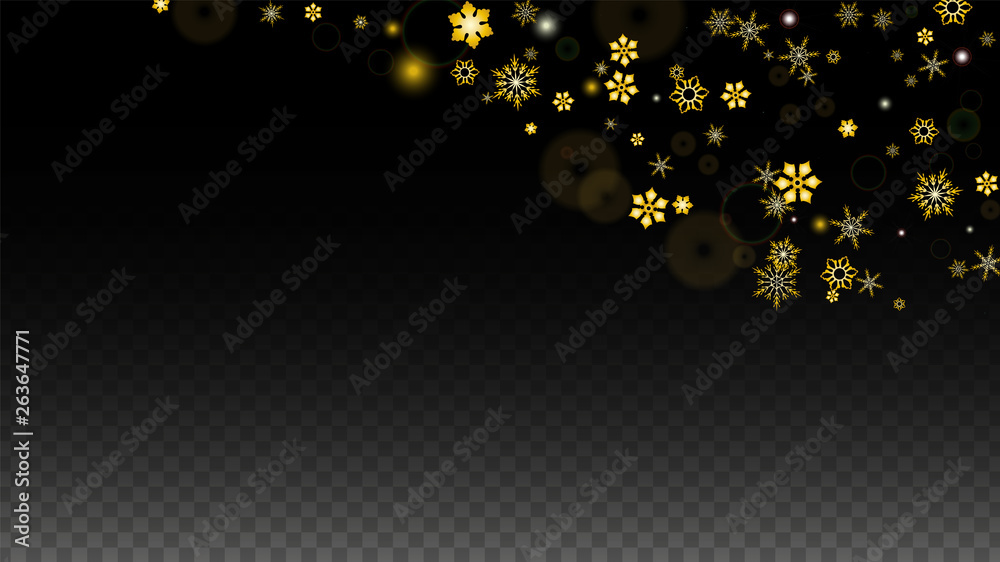 Christmas Vector Background with Gold Falling Snowflakes Isolated on ...