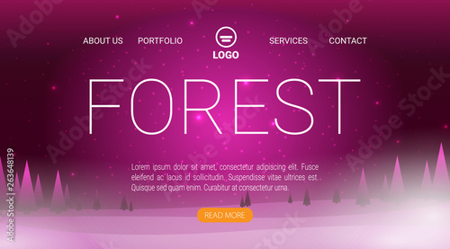 Flat vector banner with landscape. Background illustration