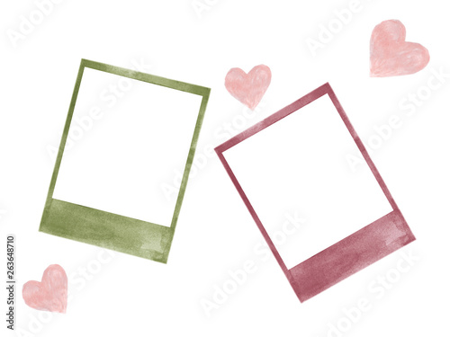 Fotomural Polaroid picture frame watercolor isolated on white background