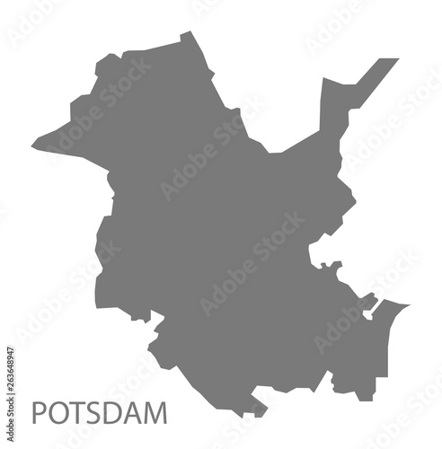 Potsdam grey county map of Brandenburg Germany