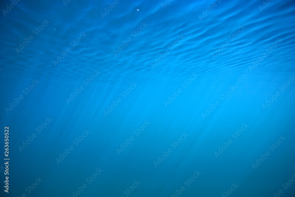 ocean water blue background underwater rays sun / abstract blue background nature water
