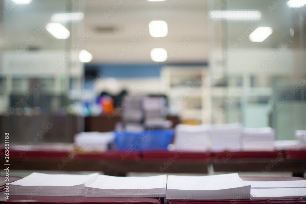 Stack of white papers sheet on office background. Stack of white papers sheet on office background.