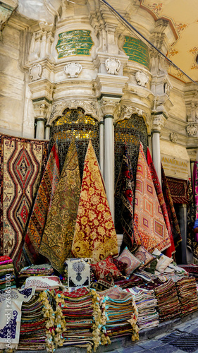 Tapestry stand in grand bazaar Istanbul Turkey