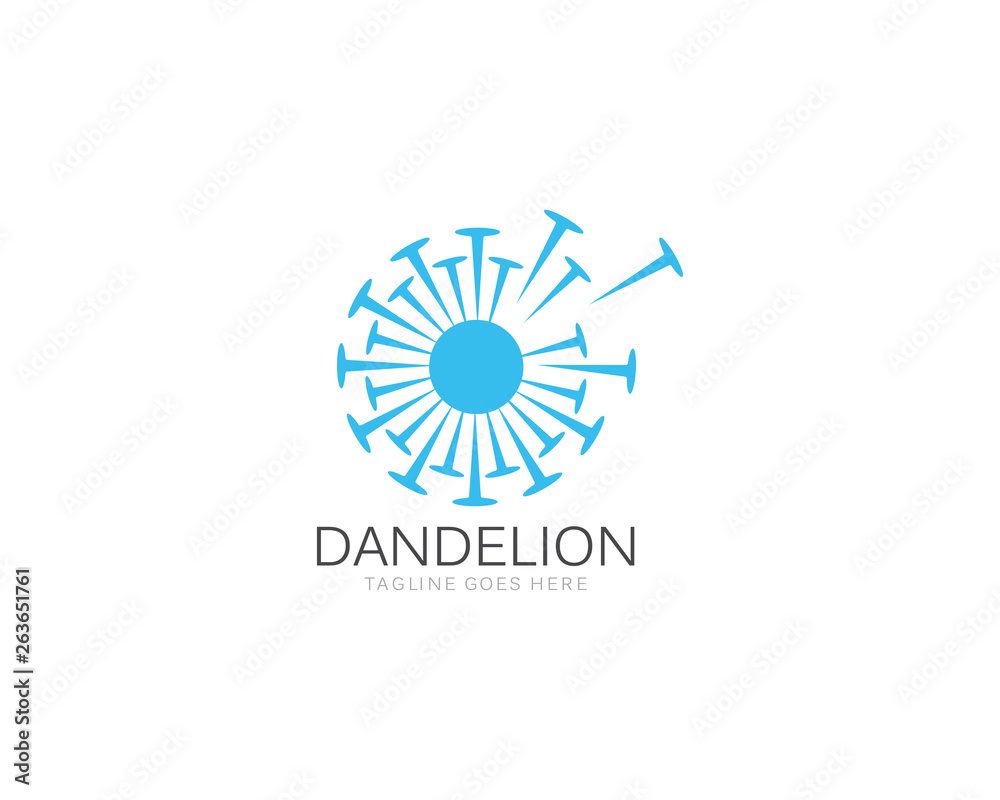 Illustration of concept dandelion. Vector logo