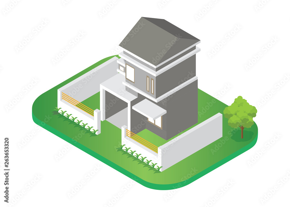 Minimalist home isometric illustration, vector illustration