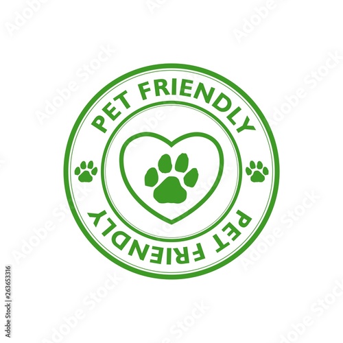 Canvas Print Green Pet friendly stamp, sign, icon