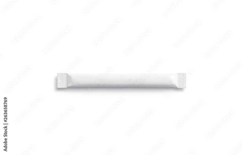 Clear blank white sugar packet mockup, isolated, top view, 3d rendering. Empty closed paper sac mock up for food sweetener. Slim sweet sachet bag template Clear blank white sugar packet mockup, isolated, top view, 3d rendering. Empty closed paper sac mock up for food sweetener. Slim sweet sachet bag template