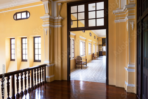 Vintage yellow room interior , the beautiful yellow building .