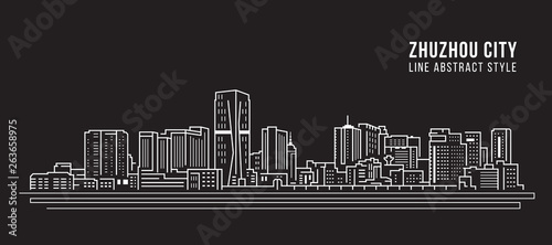 Cityscape Building Line art Vector Illustration design - Zhuzhou city