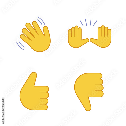 Hand gesture emojis color icons set