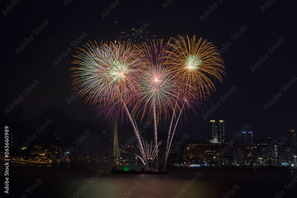 Macau, China, 25th September 2018. 29th Macao International Fireworks Display Contest, theme A Sparkling Mid-Autumn Night, Germany Team. Macau, China, 25th September 2018. 29th Macao International Fireworks Display Contest, theme A Sparkling Mid-Autumn Night, Germany Team.