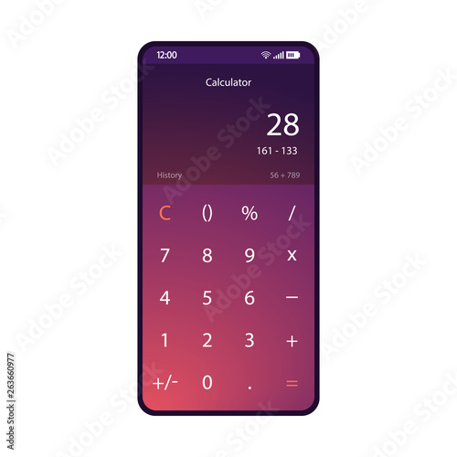 Calculator smartphone interface vector template