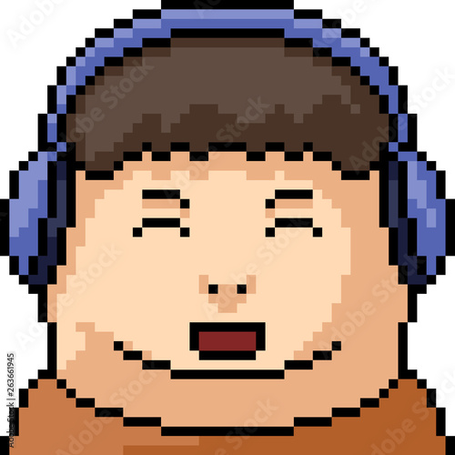 vector pixel art boy headphone