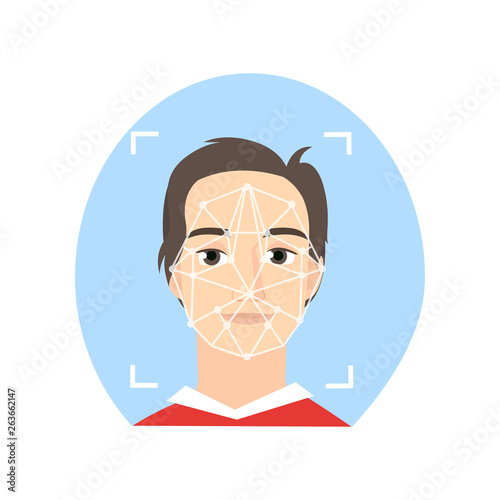 Face recognition boy smiling, detect point face part
