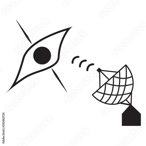 blackhole icon with radio telescope. vector design illustration.