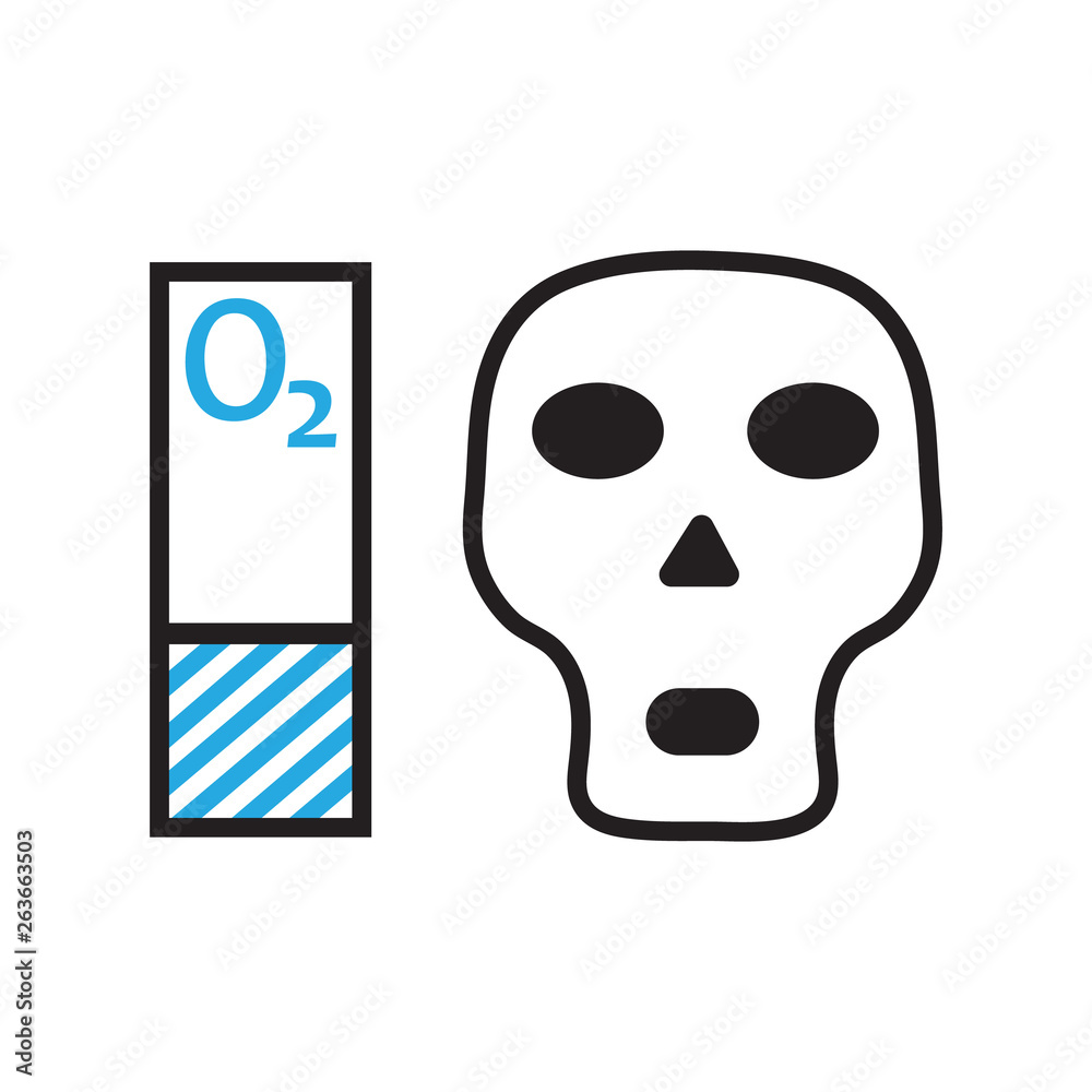 oxygen reduction and death symbol. vector design illustration. oxygen reduction and death symbol. vector design illustration.