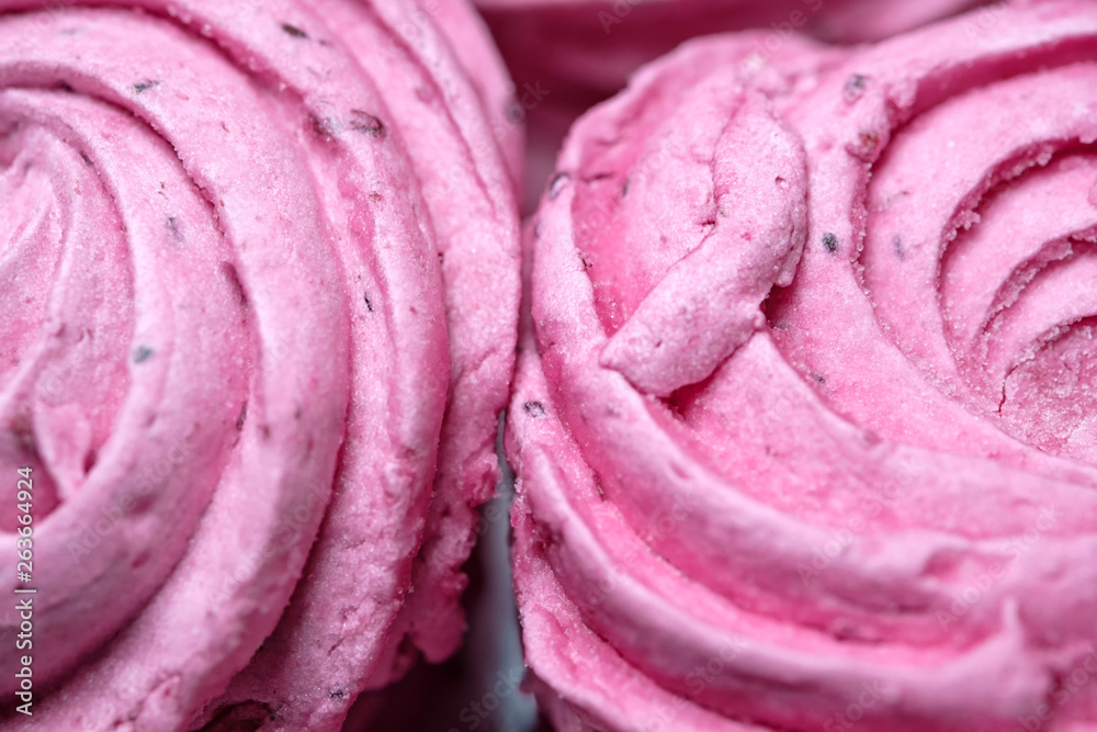 Fototapeta premium Pink zephyr, meringe. Close up, selective focus.