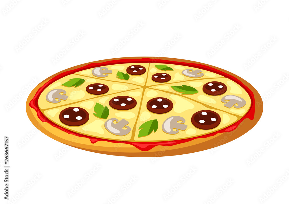 Fototapeta Illustration of stylized pizza.