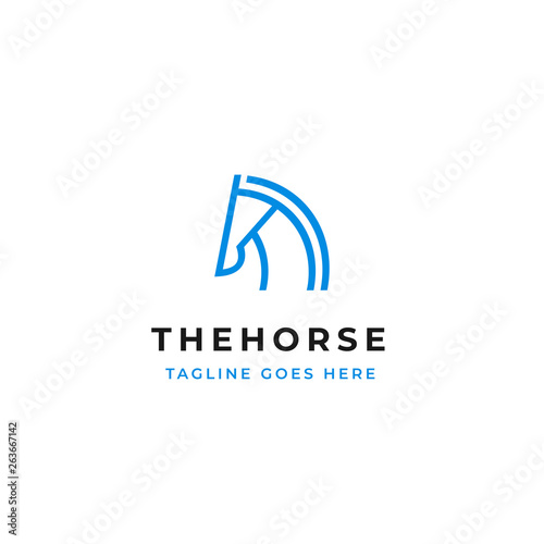 horse head line art vector logo design. simple outline icon design.